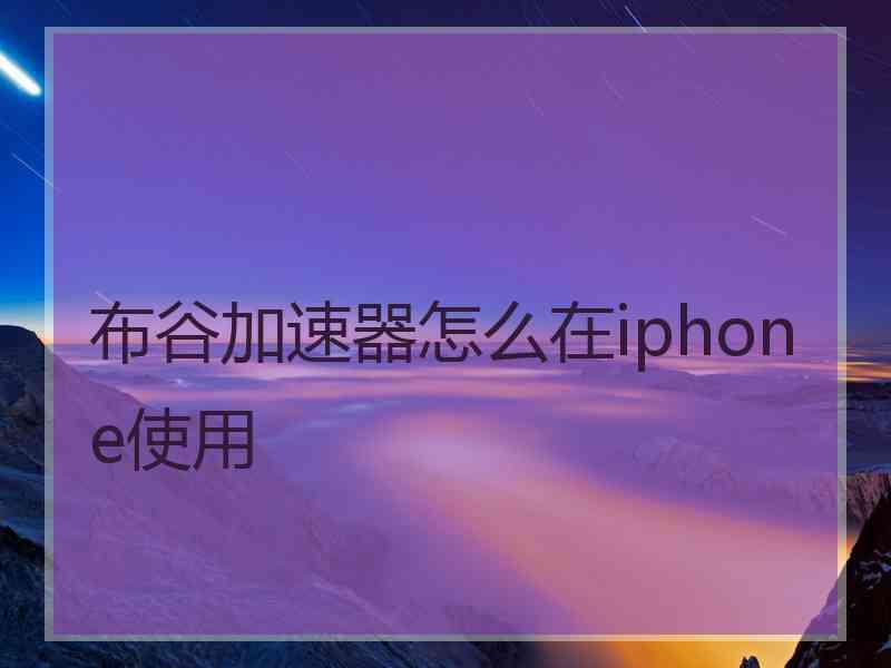 布谷加速器怎么在iphone使用