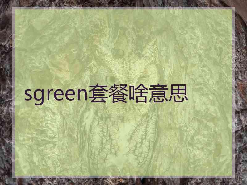 sgreen套餐啥意思