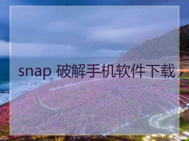 snap 破解手机软件下载