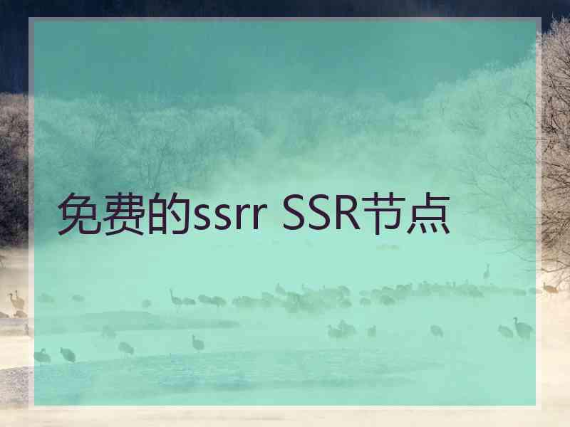 免费的ssrr SSR节点