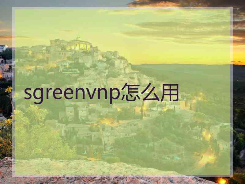 sgreenvnp怎么用