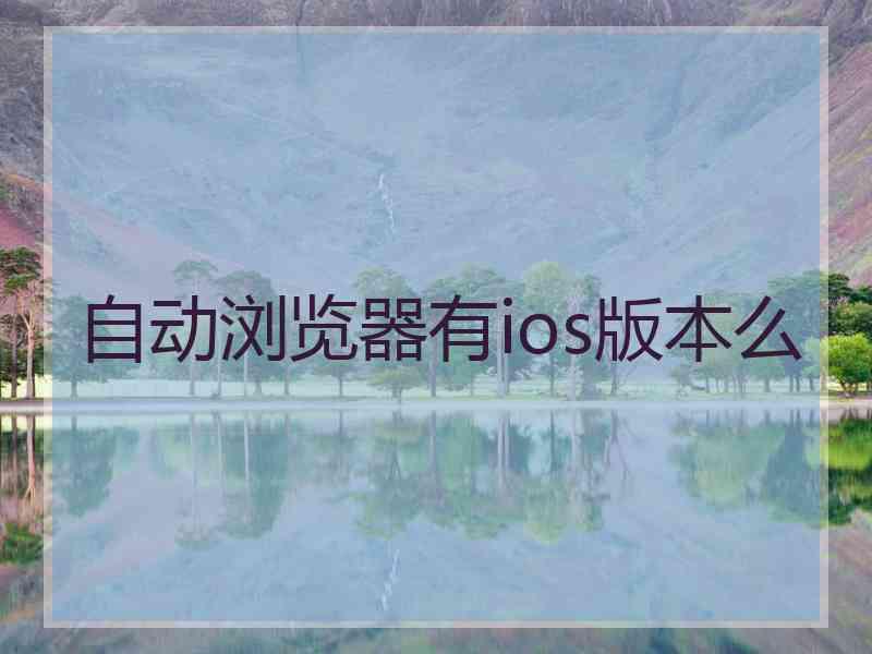 自动浏览器有ios版本么