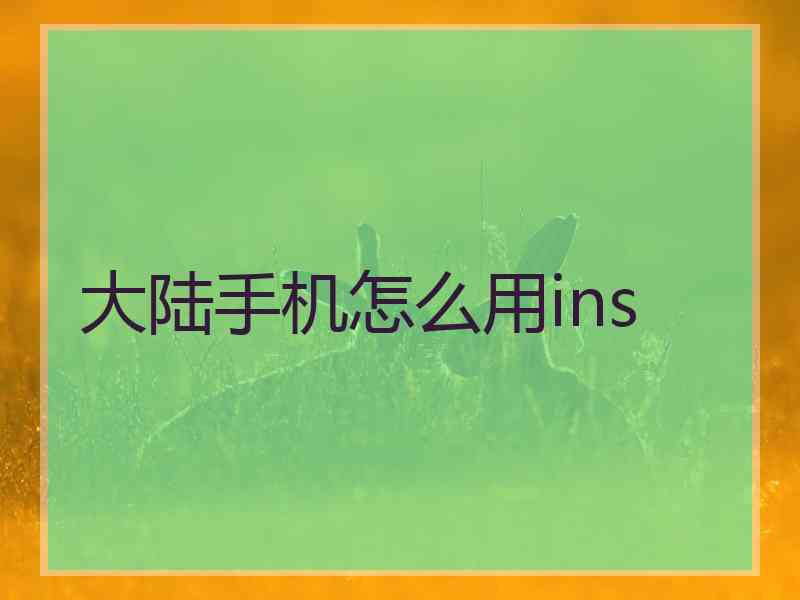 大陆手机怎么用ins